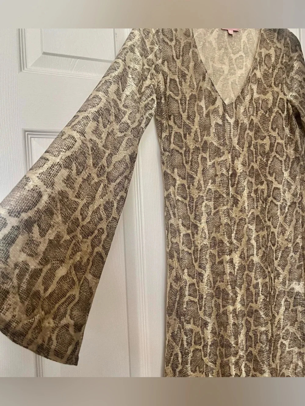 Brand NEW: Show Me Your MuMu Gold Metallic Cheetah / Leopard Print Maxi Coverup - Picture 2 of 6